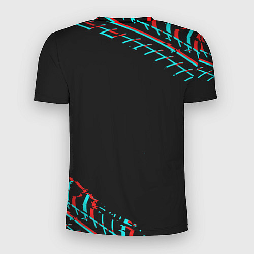 Мужская спорт-футболка Значок Ford в стиле glitch на темном фоне / 3D-принт – фото 2
