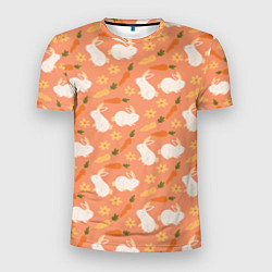 Мужская спорт-футболка Зайцы с морковью паттерн