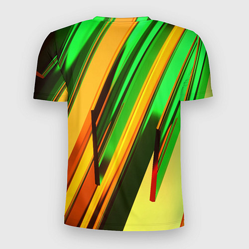 Мужская спорт-футболка Зелёные и оранжевые пластины / 3D-принт – фото 2