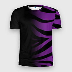 Футболка спортивная мужская Фиолетовый с черными полосками зебры, цвет: 3D-принт