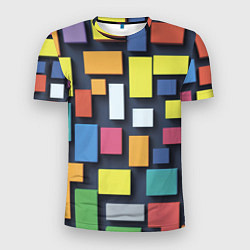 Футболка спортивная мужская Тетрис цветные кубики, цвет: 3D-принт