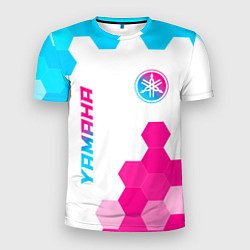 Мужская спорт-футболка Yamaha neon gradient style: надпись, символ
