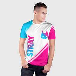 Футболка спортивная мужская Stray neon gradient style: надпись, символ, цвет: 3D-принт — фото 2