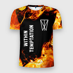 Мужская спорт-футболка Within Temptation и пылающий огонь