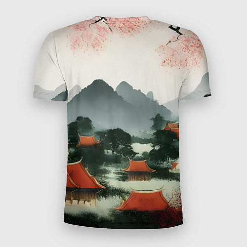 Мужская спорт-футболка Китайская деревня / 3D-принт – фото 2