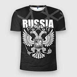 Мужская спорт-футболка Russia - герб РФ