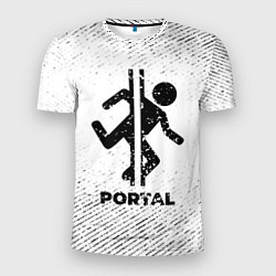 Футболка спортивная мужская Portal с потертостями на светлом фоне, цвет: 3D-принт