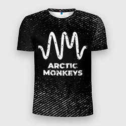 Футболка спортивная мужская Arctic Monkeys с потертостями на темном фоне, цвет: 3D-принт