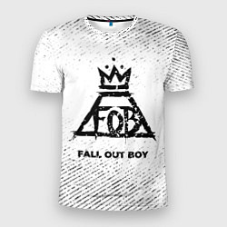 Мужская спорт-футболка Fall Out Boy с потертостями на светлом фоне