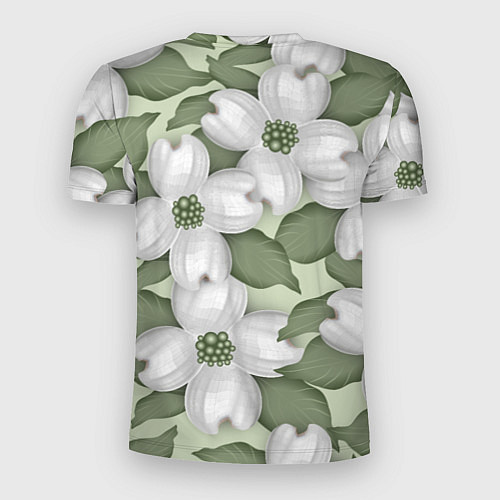 Мужская спорт-футболка Белые цветочкм / 3D-принт – фото 2