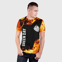 Футболка спортивная мужская Green Day и пылающий огонь, цвет: 3D-принт — фото 2