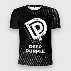 Футболка спортивная мужская Deep Purple с потертостями на темном фоне, цвет: 3D-принт