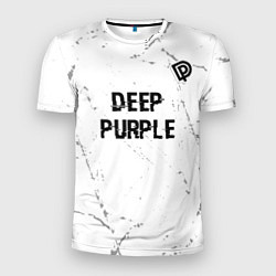 Мужская спорт-футболка Deep Purple glitch на светлом фоне: символ сверху