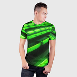 Футболка спортивная мужская Green neon abstract, цвет: 3D-принт — фото 2