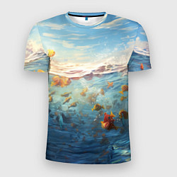 Мужская спорт-футболка Рыбки выплескиваются из воды
