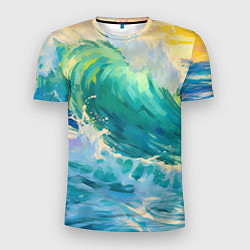 Мужская спорт-футболка Нарисованные волны моря