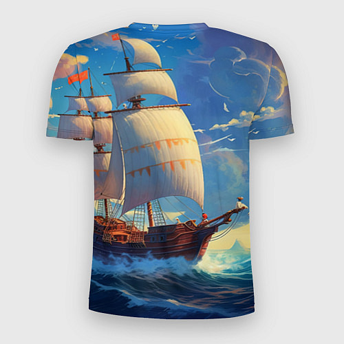 Мужская спорт-футболка Парусник в море / 3D-принт – фото 2