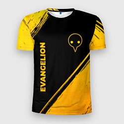 Мужская спорт-футболка Evangelion - gold gradient: надпись, символ
