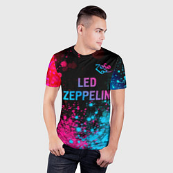 Футболка спортивная мужская Led Zeppelin - neon gradient: символ сверху, цвет: 3D-принт — фото 2