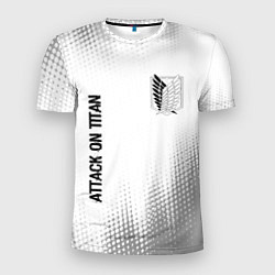 Мужская спорт-футболка Attack on Titan glitch на светлом фоне: надпись, с
