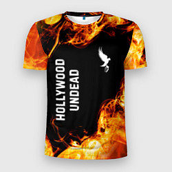 Футболка спортивная мужская Hollywood Undead и пылающий огонь, цвет: 3D-принт