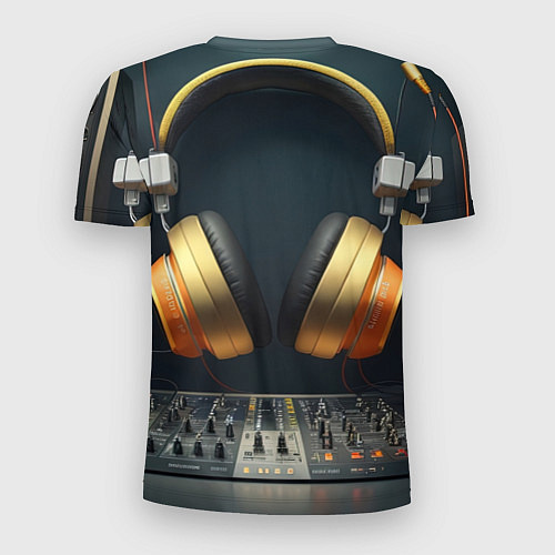 Мужская спорт-футболка Золотые наушники / 3D-принт – фото 2