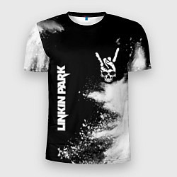 Мужская спорт-футболка Linkin Park и рок символ на темном фоне