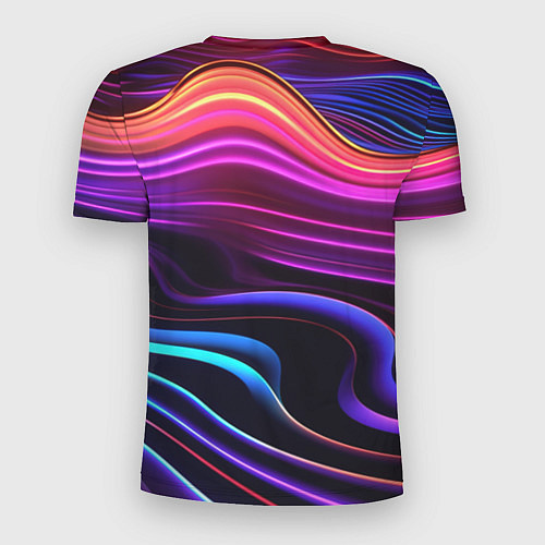 Мужская спорт-футболка Неоновые волны / 3D-принт – фото 2