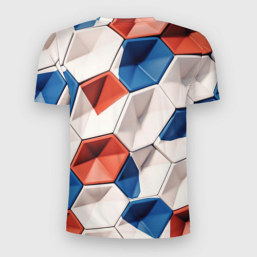 Мужская спорт-футболка Белые синие красные плитки / 3D-принт – фото 2