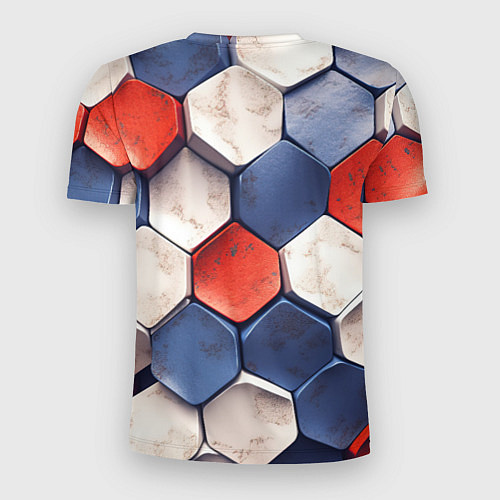 Мужская спорт-футболка Объемные плиты флаг России / 3D-принт – фото 2