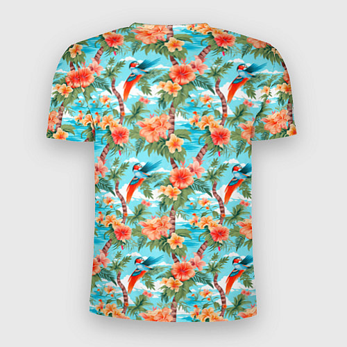 Мужская спорт-футболка Паттерн цветы и попугаи / 3D-принт – фото 2
