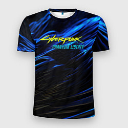 Мужская спорт-футболка Black blue cyberpunk phantom liberty
