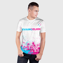 Футболка спортивная мужская Evangelion neon gradient style: символ сверху, цвет: 3D-принт — фото 2
