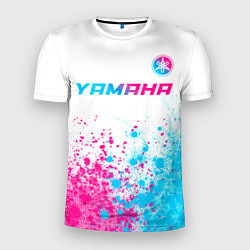 Мужская спорт-футболка Yamaha neon gradient style: символ сверху