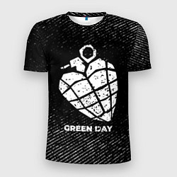 Футболка спортивная мужская Green Day с потертостями на темном фоне, цвет: 3D-принт
