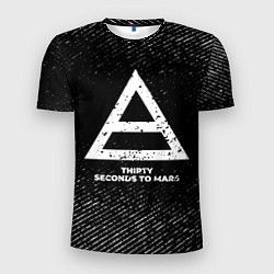 Футболка спортивная мужская Thirty Seconds to Mars с потертостями на темном фо, цвет: 3D-принт