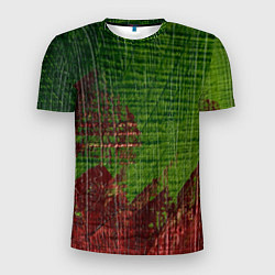 Мужская спорт-футболка Зелёная и бордовая текстура