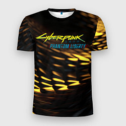 Мужская спорт-футболка Cyberpunk 2077 phantom liberty black gold
