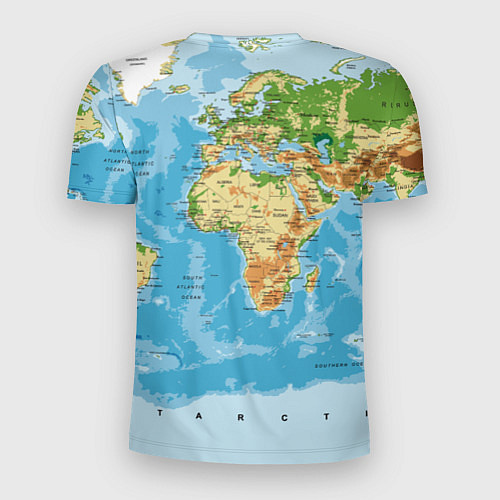Мужская спорт-футболка Атлас мира / 3D-принт – фото 2
