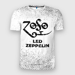 Футболка спортивная мужская Led Zeppelin с потертостями на светлом фоне, цвет: 3D-принт