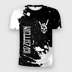 Мужская спорт-футболка Led Zeppelin и рок символ на темном фоне