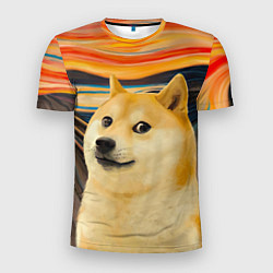 Мужская спорт-футболка Собака Доге пародия на Крик