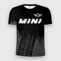 Мужская спорт-футболка Mini speed на темном фоне со следами шин: символ с