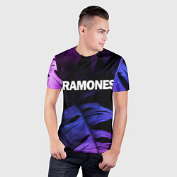 Футболка спортивная мужская Ramones neon monstera, цвет: 3D-принт — фото 2