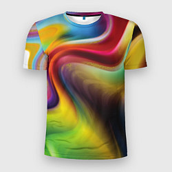 Футболка спортивная мужская Rainbow waves, цвет: 3D-принт