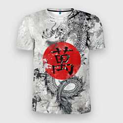 Мужская спорт-футболка Dragon - white grunge