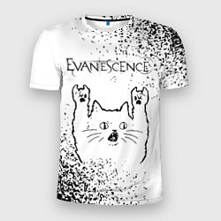 Мужская спорт-футболка Evanescence рок кот на светлом фоне