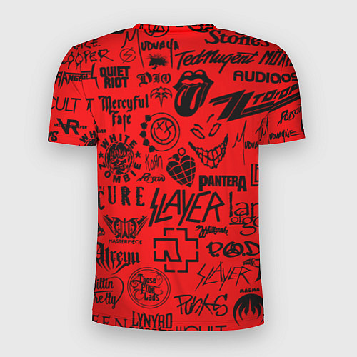 Мужская спорт-футболка Лучшие рок группы на красном / 3D-принт – фото 2