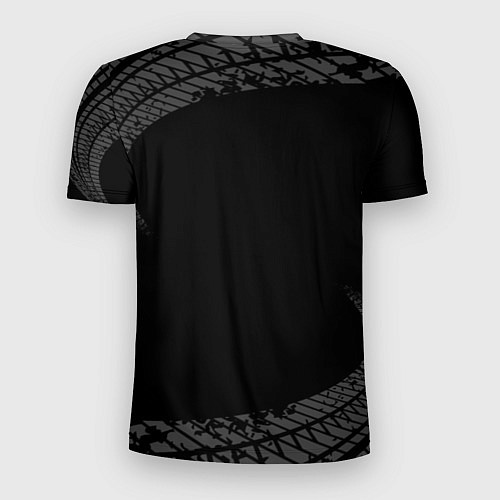 Мужская спорт-футболка Mercedes speed на темном фоне со следами шин / 3D-принт – фото 2