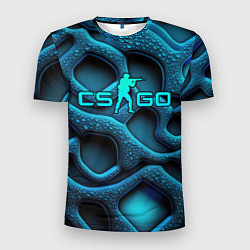 Мужская спорт-футболка CS GO blue neon logo